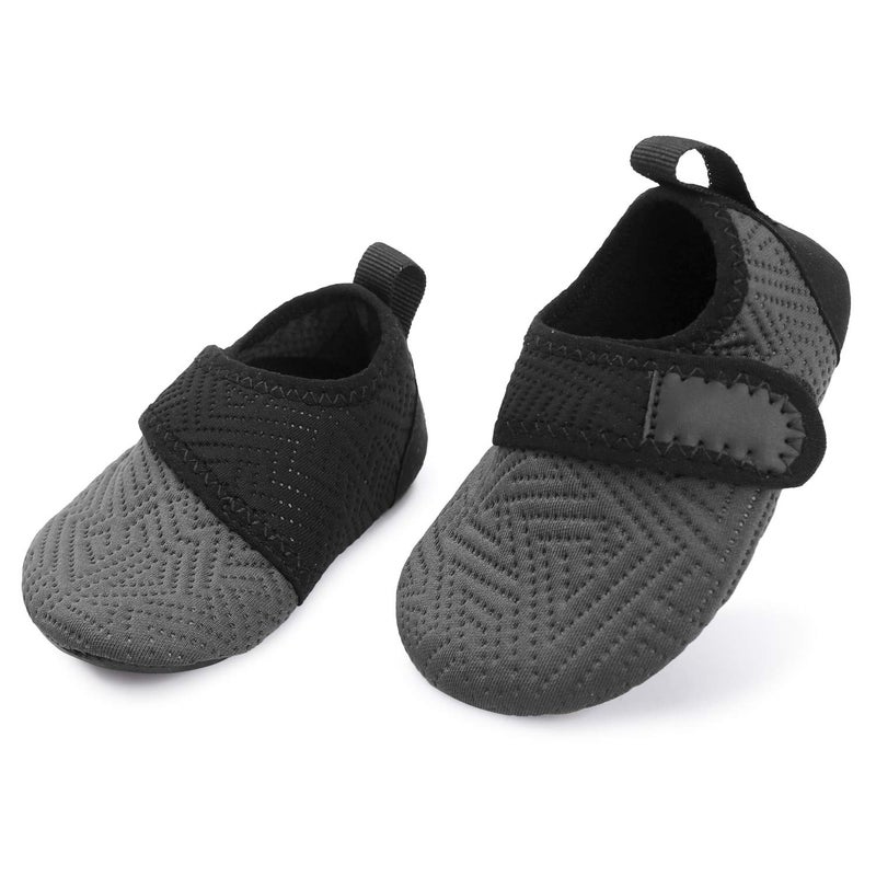 BARERUN Soft Baby Boys Girls Water Shoes Infant Barefoot Quick -Dry Anti- Slip Aqua Sock for Beach Swim Pool Grey 6-12 Months Infant - Image 1